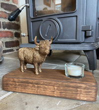 Load image into Gallery viewer, Standing Mini Moo Highland Cow Tealight Holder
