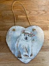 Load image into Gallery viewer, Polar Bear Slate Heart
