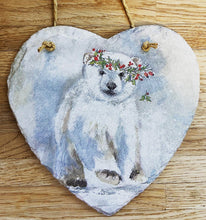 Load image into Gallery viewer, Polar Bear Slate Heart
