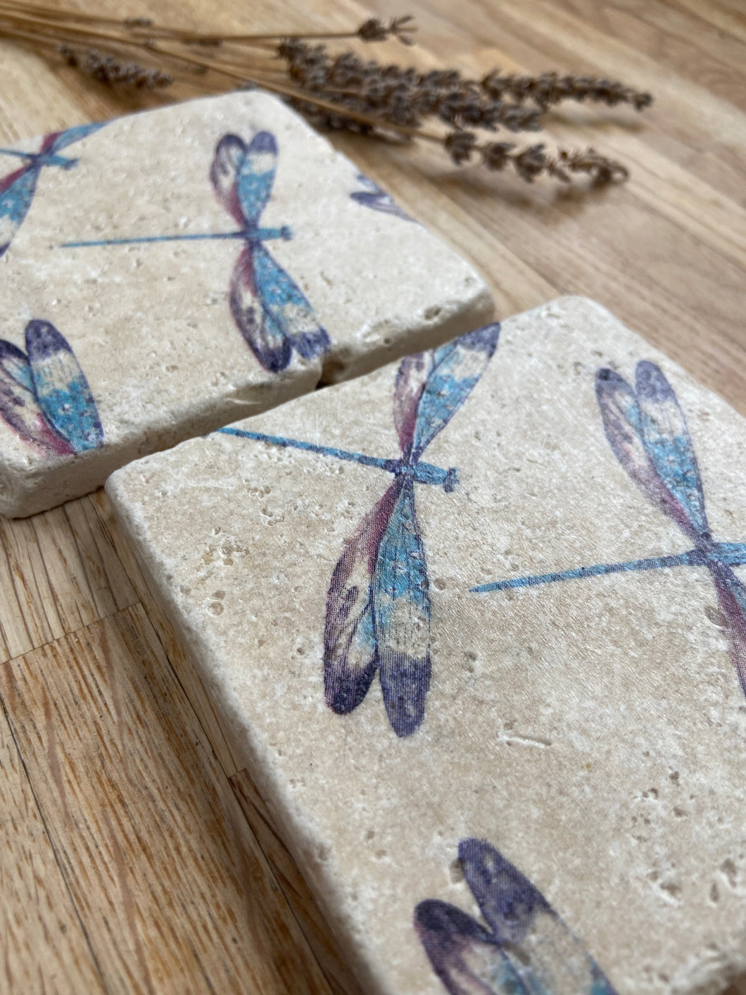 Dragonfly Natural Stone Coasters