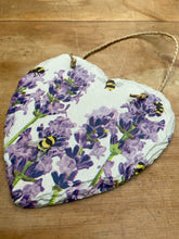 Load image into Gallery viewer, Bees on Flowers Slate Heart
