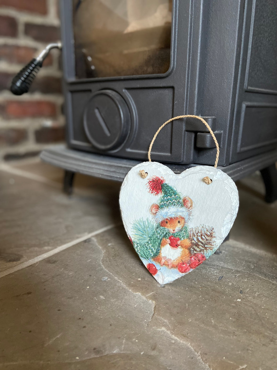 Christmas Mouse Slate Heart