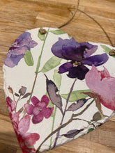 Load image into Gallery viewer, Purple Floral Slate Heart
