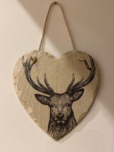 Load image into Gallery viewer, Stag Head Slate Heart
