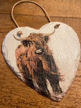 Load image into Gallery viewer, Highland Cow Slate Heart
