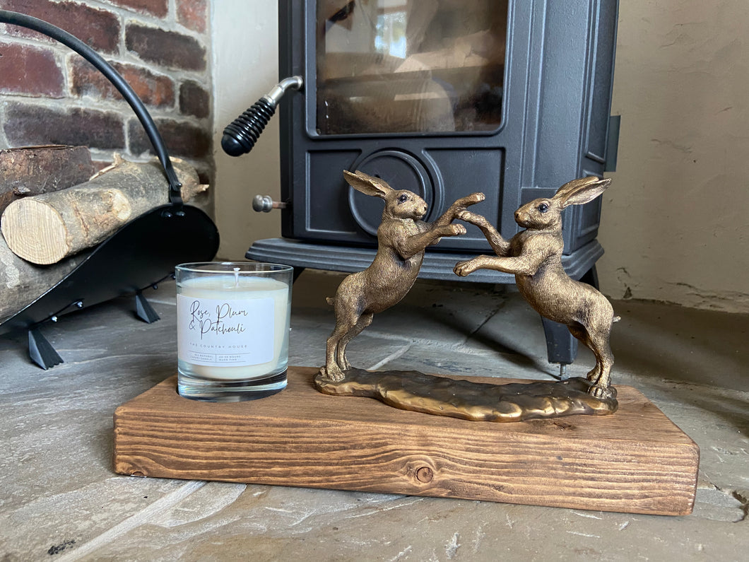 Boxing Hares Candle Holder