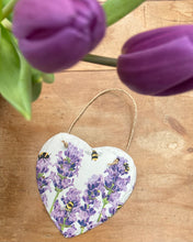 Load image into Gallery viewer, Bees on Flowers Slate Heart
