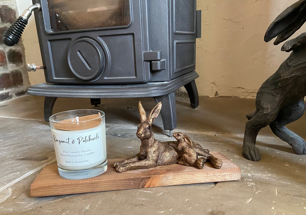 Lying Hare & Baby Candle Holder