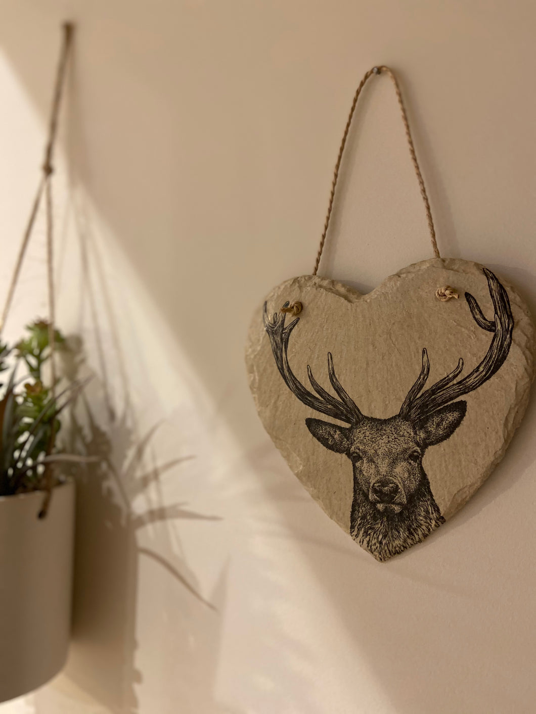 Stag Head Slate Heart