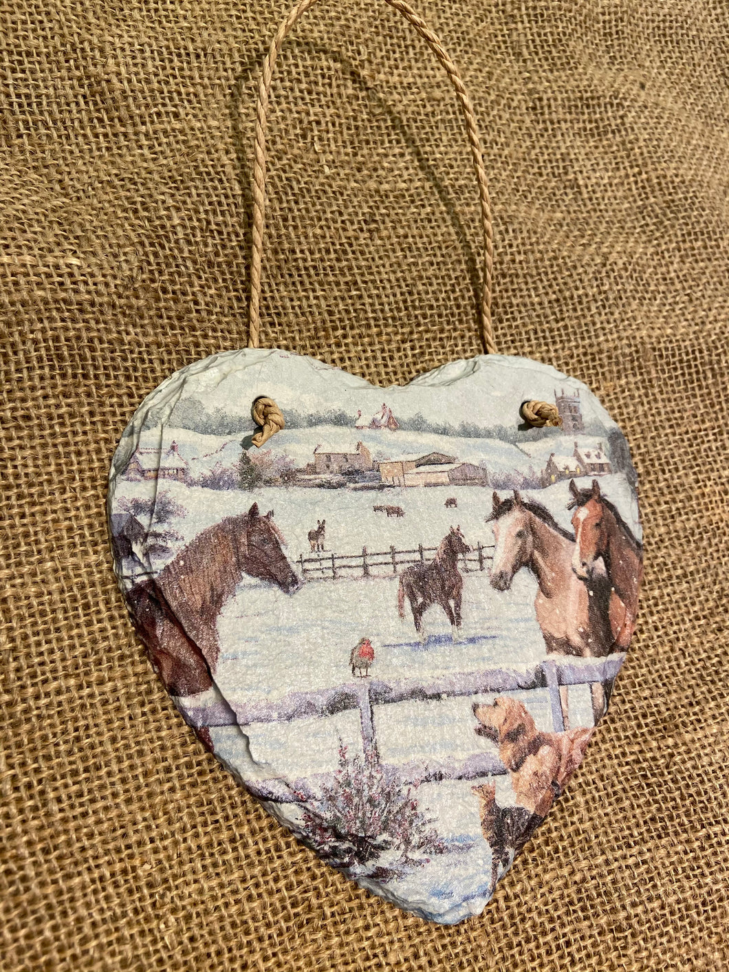 Winter Horses Slate Heart